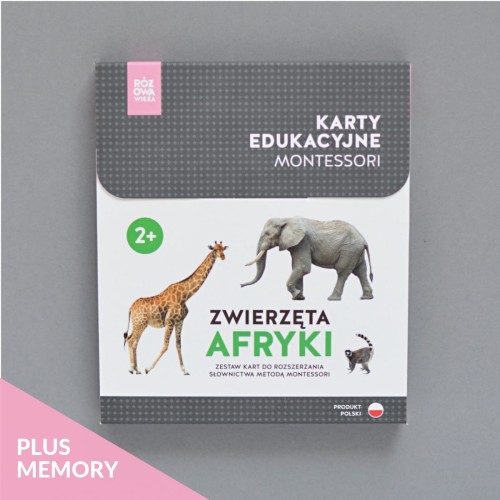 Różowa_Wieża_Karty_edukacyjne_Zwierzęta_Afryki_memory