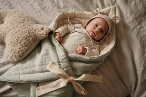 MoiMili - Lniany rożek muszla dla niemowlaka "Mięta"