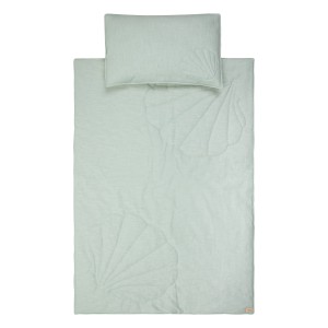 MoiMili - Lniany komplet pościeli dla dzieci muszla "Mięta" duży rozmiar