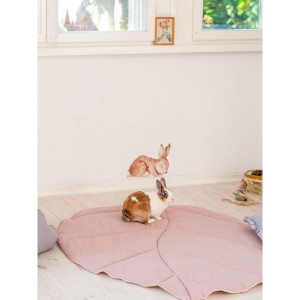 MoiMili - Mata lniana liść dla dzieci "Pudrowy róż"