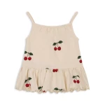 Konges Slojd - Bluzka / top dziecięcy z falbanką w wisienki - LIN FRILL STRAP TOP GOTS