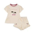 KONGES SLOJD - Zestaw koszulka i spodenki z falbanką FAMO FRILL - BUTTERCREAM Uroczy zestaw dla dzieci, który zapewni im wygodę i swobodę ruchów podczas letnich przygód (2).webp
