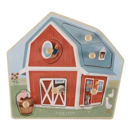 Little Dutch - Drewniane puzzle Little Farm FSC Edukacyjne drewniane puzzle z motywem farmy, doskonałe do nauki i zabawy, rozwijające umiejętności logicznego myślenia (4).webp