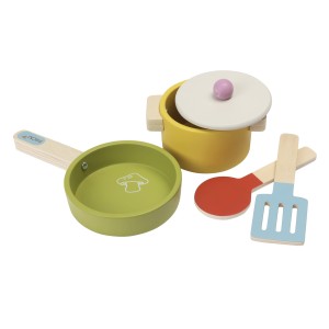 Micki of Sweden - Zestaw drewnianych garnków dla dzieci 5 el. - kolorowy