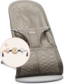 BABYBJORN - leżaczek niemowlęcy BLISS MESH - Szarobeżowy + Zabawka Googly Eyes Pastels