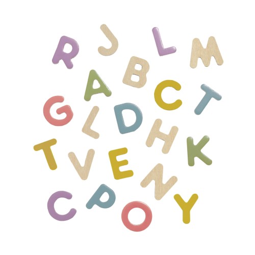 Micki of Sweden - Drewniany alfabet dla dzieci - magnetyczne literki 53 szt