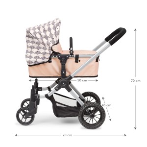 Skrallan - Wózek dla lalek premium 3 w 1, gondola, spacerówka i nosidełko