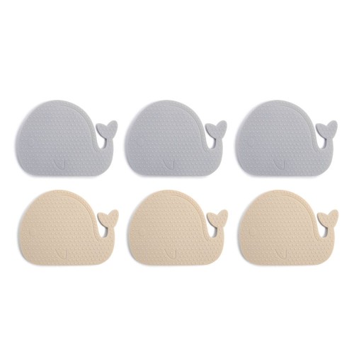 Filibabba Mini maty silikonowe do kąpieli 6 szt. Whales Blue Mix