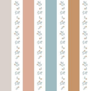 Dekornik - Portofino Colour Stripes with flowers Tapeta