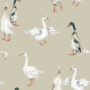 Dekornik - White Ducks Wallpaper Tapeta