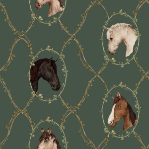 Dekornik - Watercolour horses green Tapeta