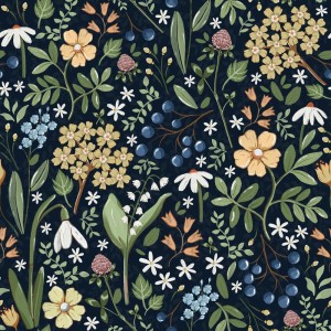 Dekornik - Field of Flowers Navy Blue Tapeta