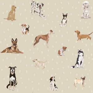 Dekornik - Dogs are The Best Beige with Dots Tapeta