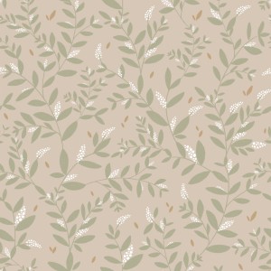 Dekornik - Delicate Twigs with Green and Beige Tapeta