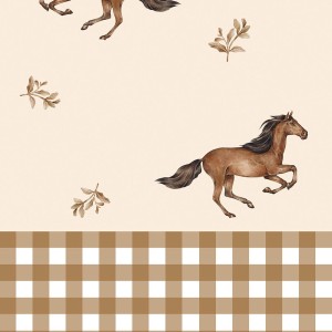 Dekornik - Horses And Check Brown Tapeta