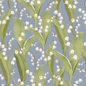 Dekornik - Lily of valley blue background Tapeta