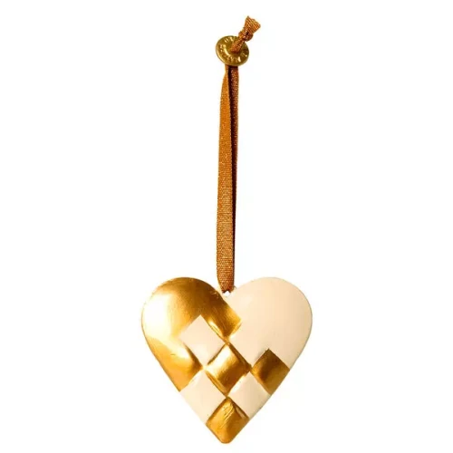 MAILEG_Dekoracja_Zawieszka_metalowe_Serce_Braided_heart_Gold